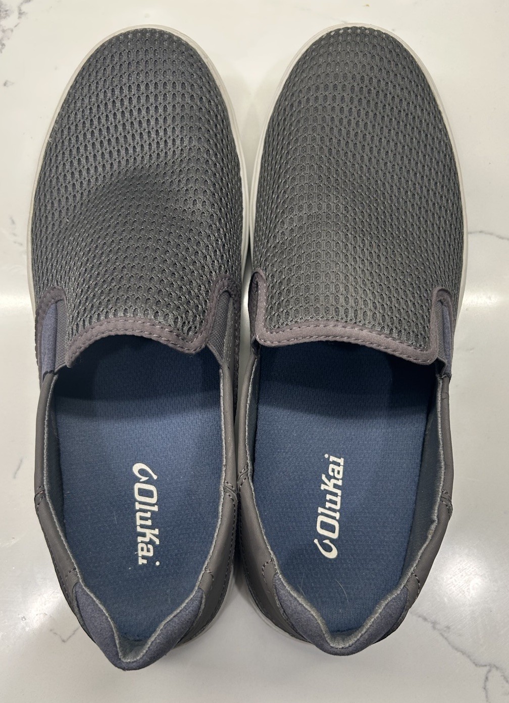 Olukai Lae’ahi Slip On Sneakers Shoes Mens 9.5M Grey Gray Mesh Casual Pavement