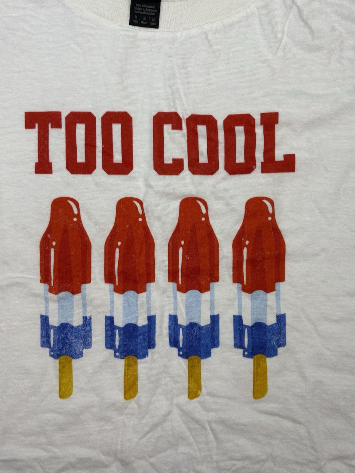 Kids Too Cool Popsicle Graphic T Shirt White Youth Medium 10 NWT
