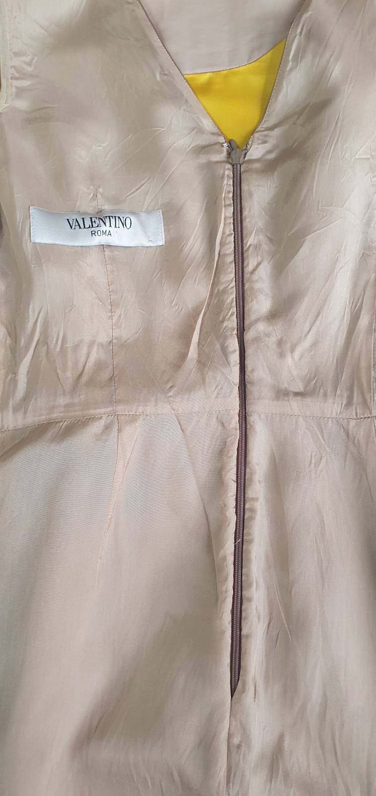 Valentino Roma Yellow Satin Cocktail Dress Crystal Belt IT 40 US 4 Made in Italy