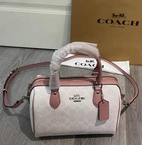 COACH Roan Tote Bag, Classic Canvas, White, CV961, New Arrival from Outlet Mall