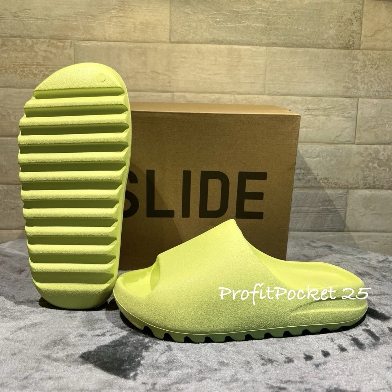 Yeezy Green Glow Sandal Slides Size 12