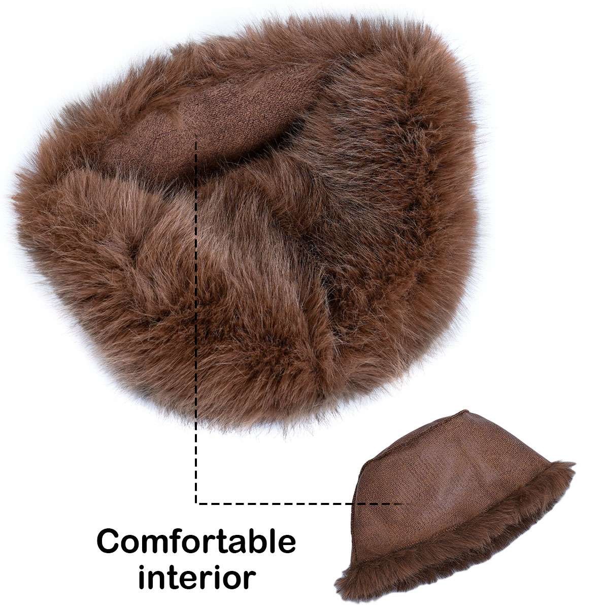 Women Faux Fur Bucket Hat Fishing Cap Fluffy Plush Winter Warm Cute Soft Solid