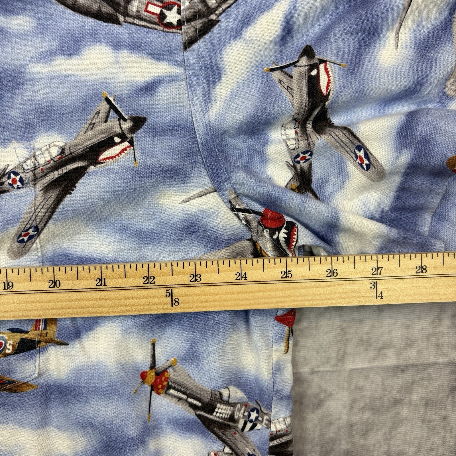 High Seas Trading Co Button Up Shirt Mens XL Blue Fighter Planes World War USA
