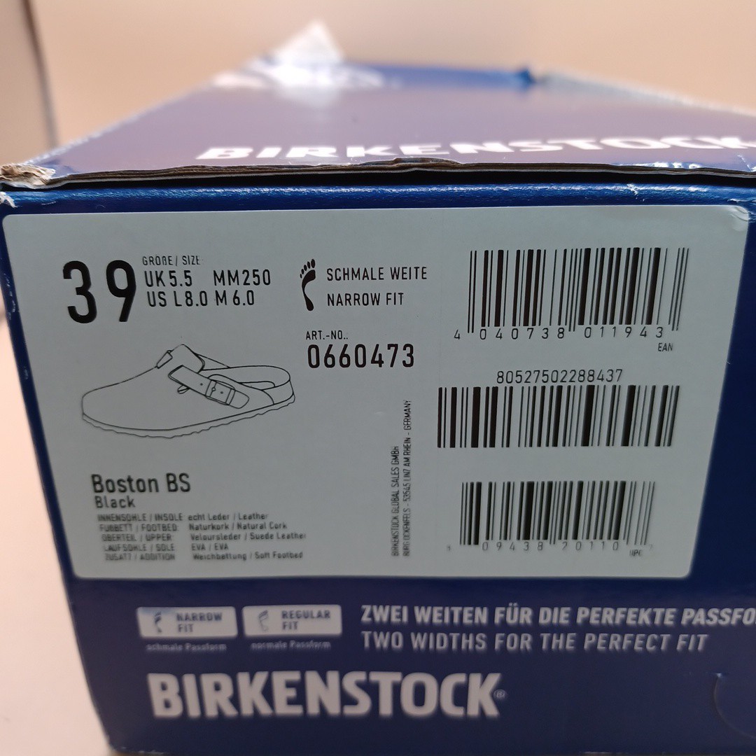 Birkenstock Boston Clog-Black Suede Size W:8 M:6 US