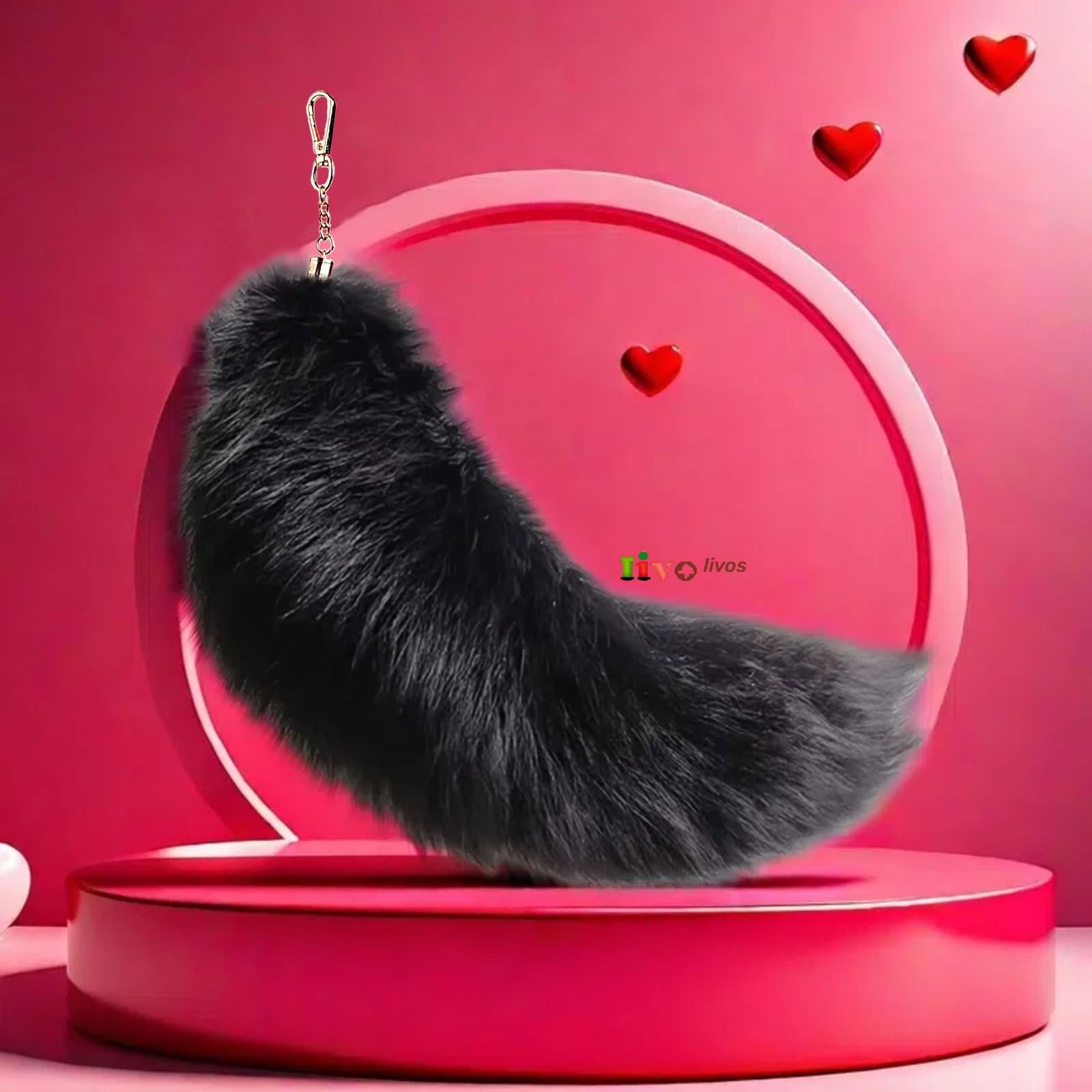 Fluffy Therian Fox Tail Keychain Soft Plush Accessory for Cosplay, Ren Faire…