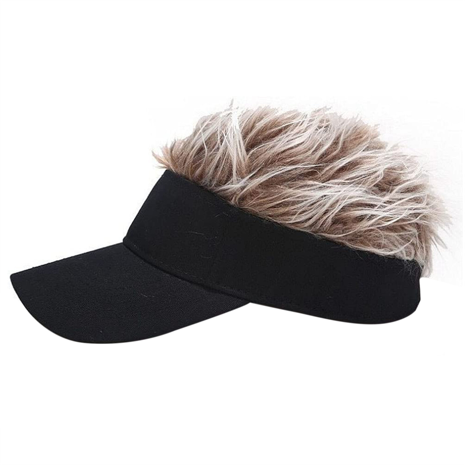 Mens Baseball Golf Hat Cap Sun Visor Wig Hat With Fake Flair Hair Outdoor Sports