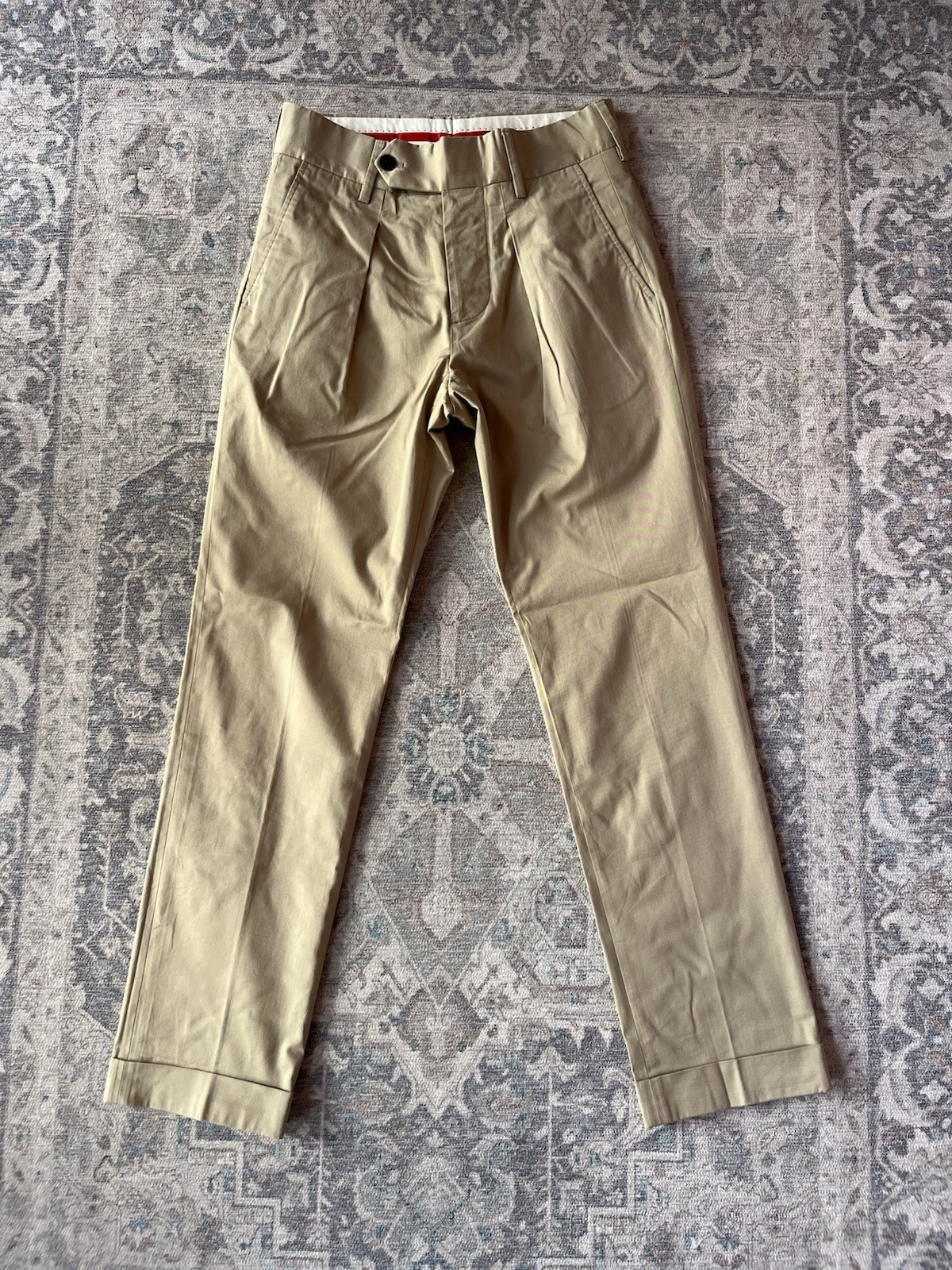 Entre Amis Chino Trousers Mens Size W28 L29 Beige Cotton Stretch Made in Italy