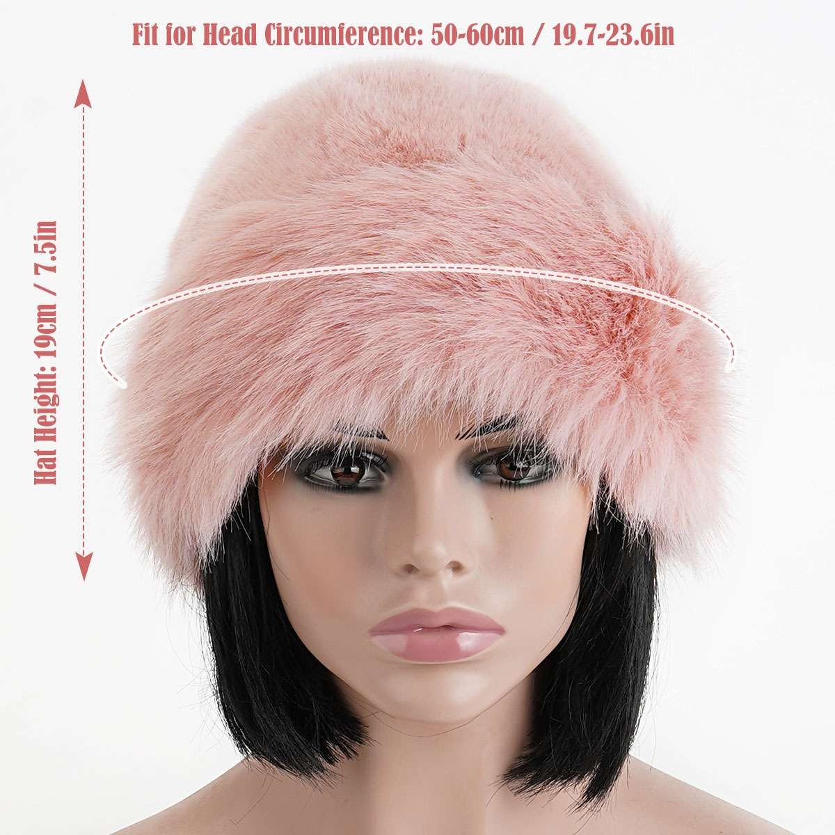 Women Winter Furry Hat Faux Fur Russian Cossack Hat Fluffy Warm Ski Snow Cap
