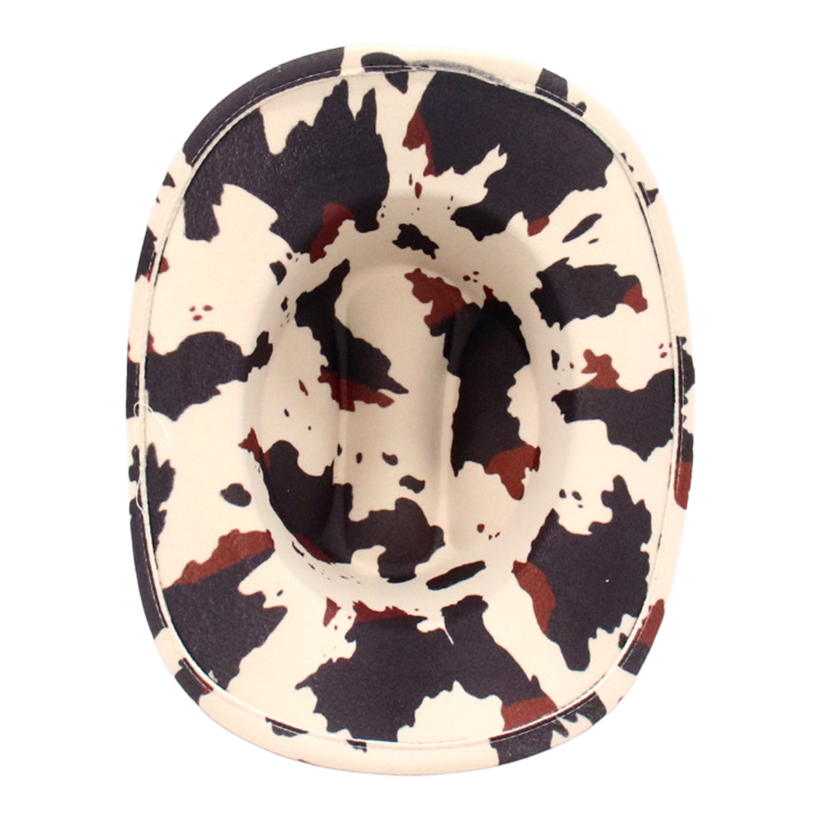 Women Western Cow Print Wide Brim Cowboy Hat with Cow Head Rivet Belt Decoration
