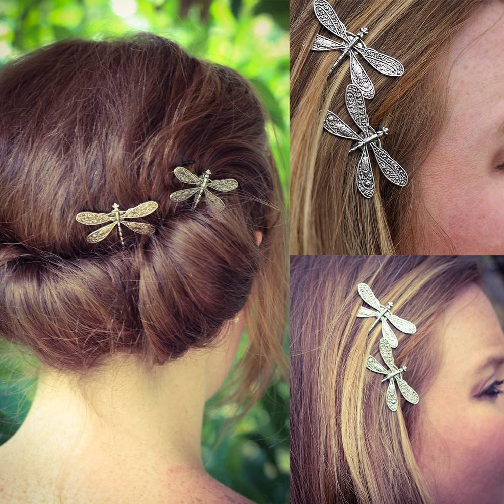 Dragonfly Shape Women Metal Hair Clips Barrette Slide Grips Hair Clip Hairpin