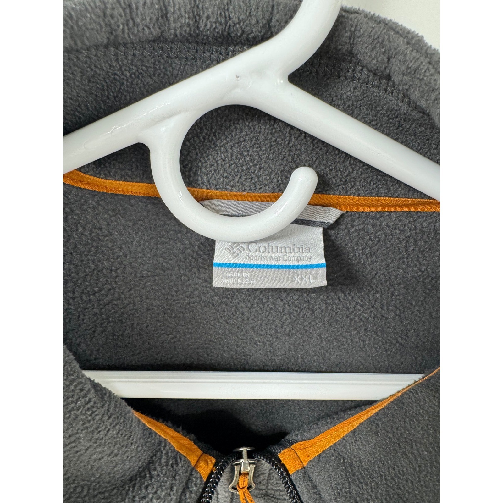 Columbia Mens XXL Fleece Jacket Charcoal Grey Orange Full Zip Fast Trek II