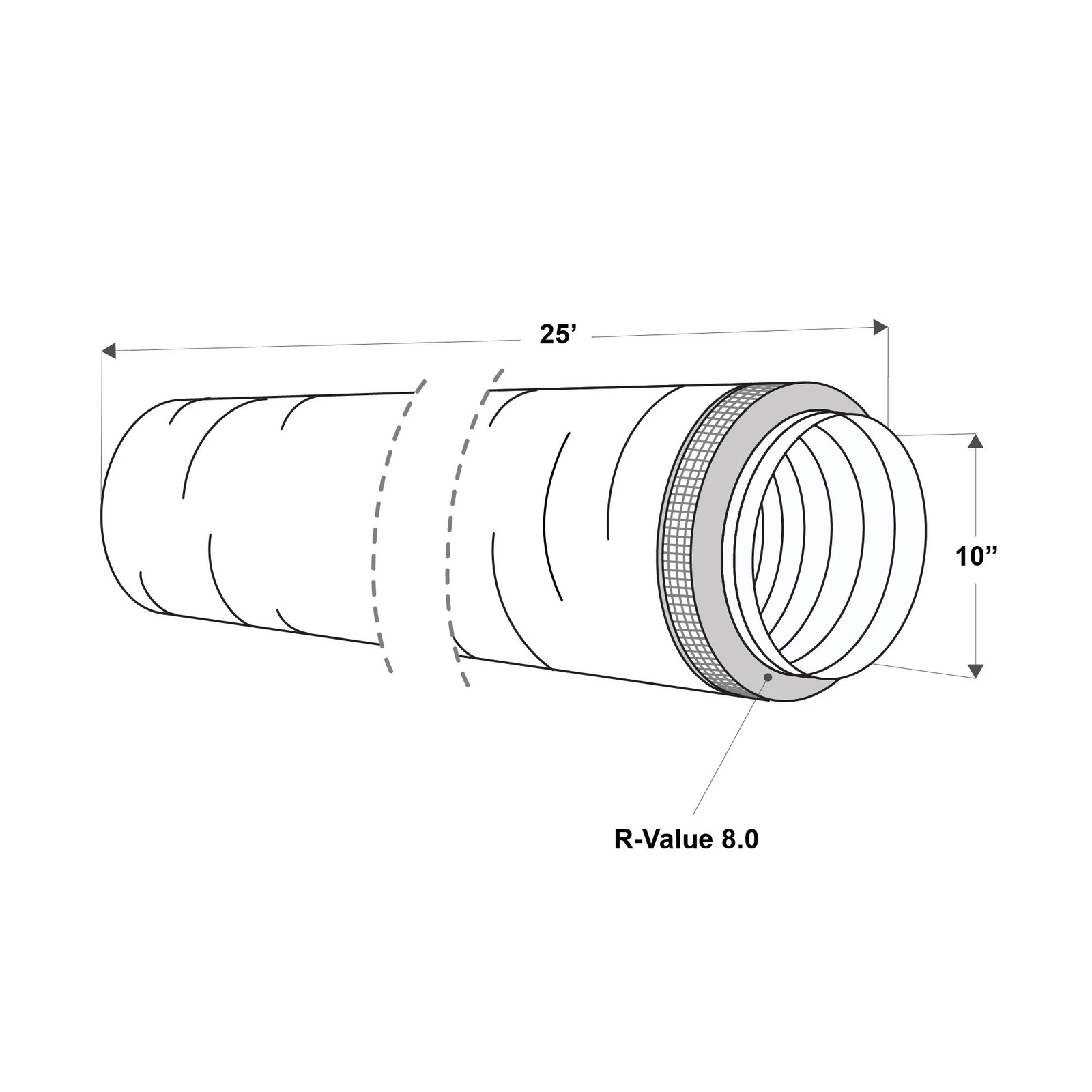 IMPERIAL 10.0-in x 25.0-ft Polyester Insulated Flexible Duct 8.0 – R|16292