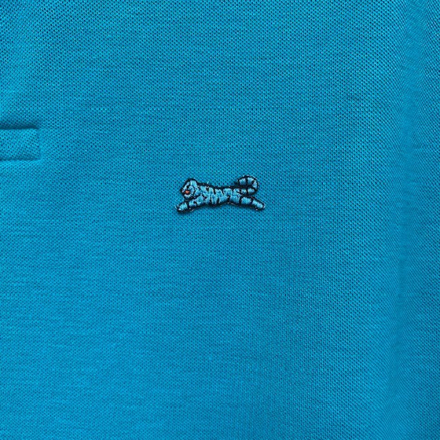 Vintage 90s Le Tigre Men’s L Blue/Green Cotton Blend Button Polo Tiger