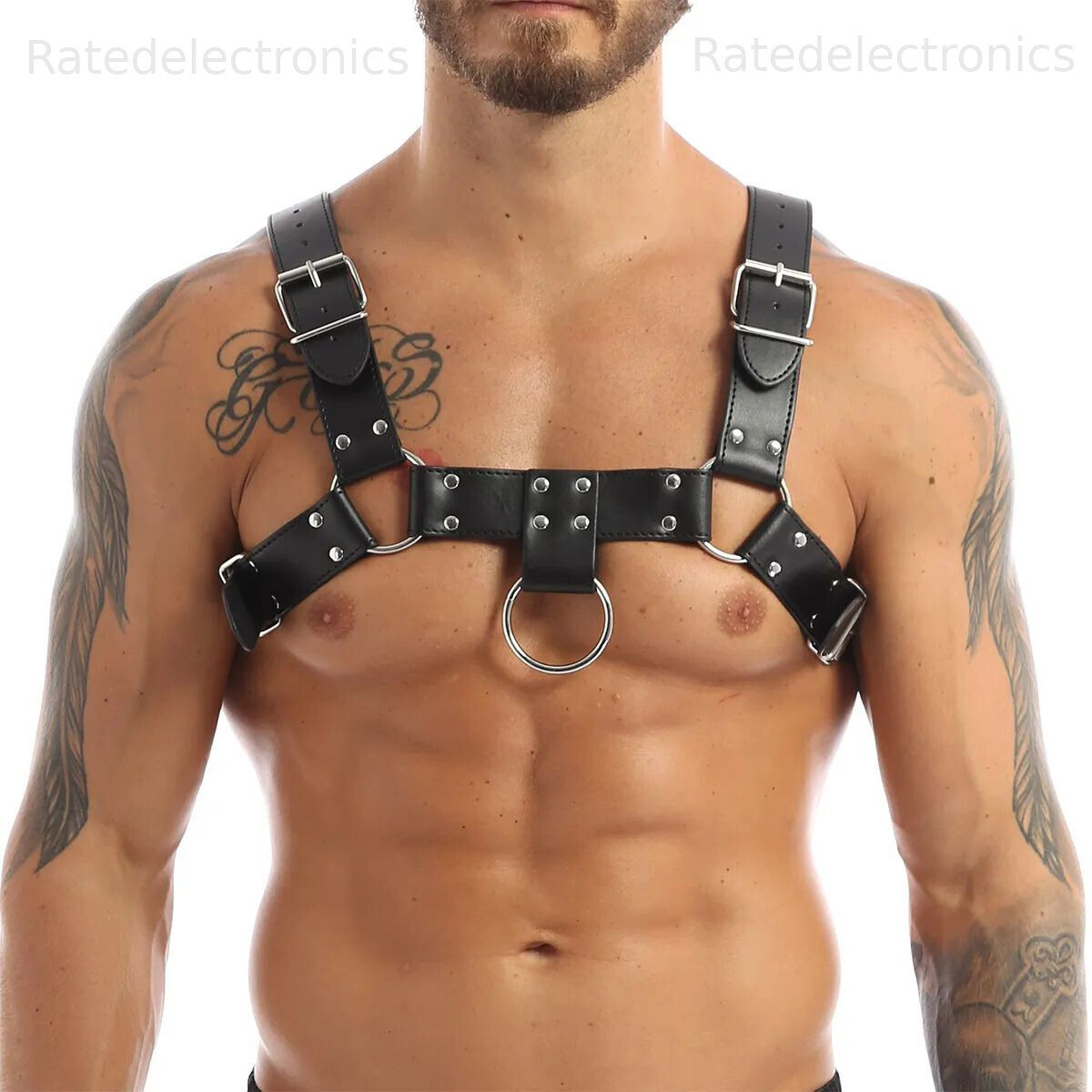 Adjustable PU Leather Body Chest Harness Belt Shoulder Elastic Buckle Strap Men
