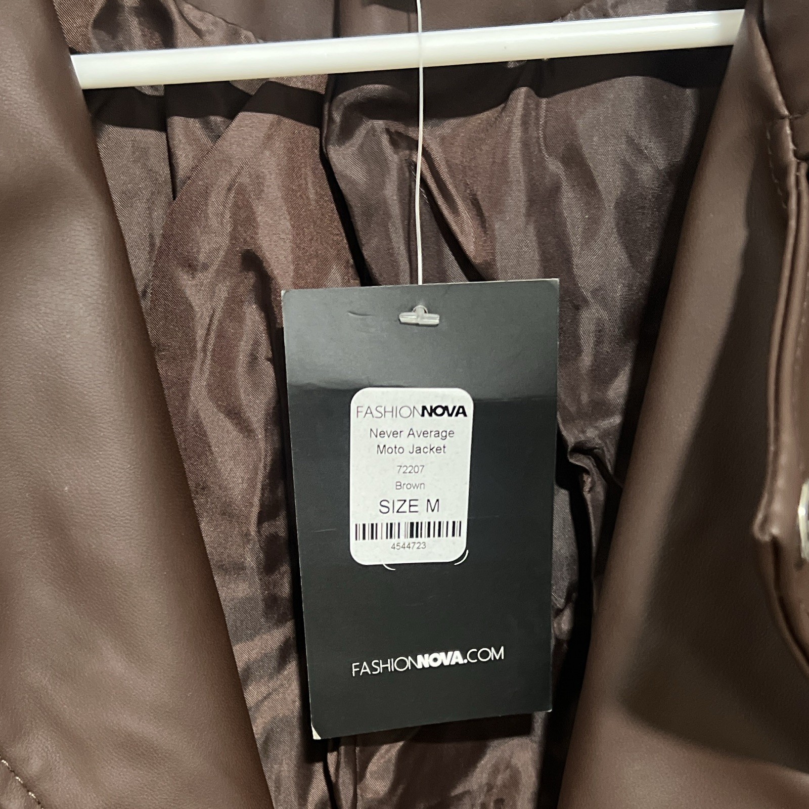 Fashion Nova Never Average Moto Jacket Brown M Zip Lined Pockets Short