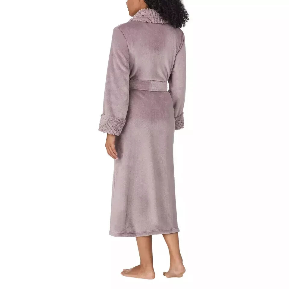 NEW Carole Hochman Plush Wrap Robe Midweight, Purple, Pockets, Size LARGE