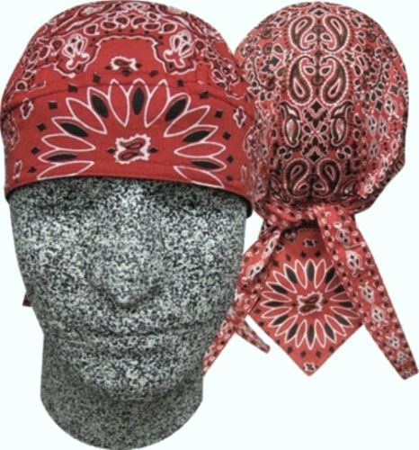 Red Paisley Doo Rag Head Wrap Skull Durag Bandanna Cap Sweatband Capsmith Biker