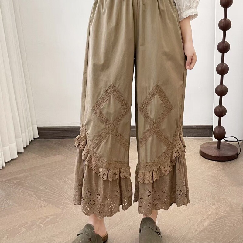 Ladies Victorian Bloomers Pants Renaissance Pettipants Ruffle Trousers Mori Girl