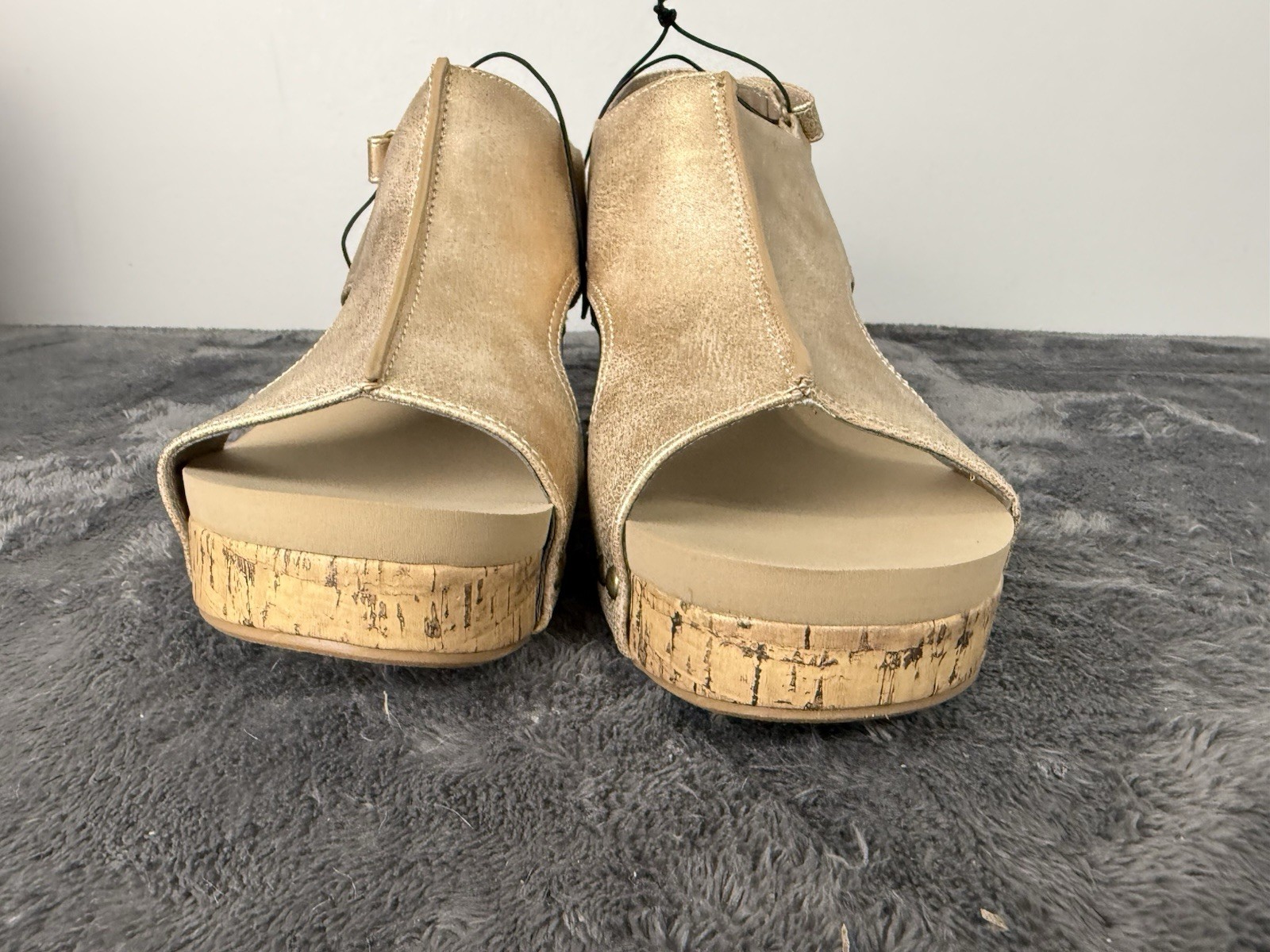 POP 9.5 M Metallic Gold Comfort Fit Wedge Sandals Slingback Shoes Women