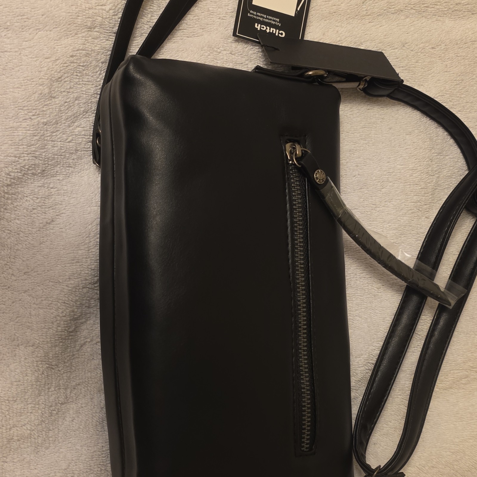 Ed Hardy Black/Red Logo Skull Crossbody Bag Zip, Detachable Strap Pockets