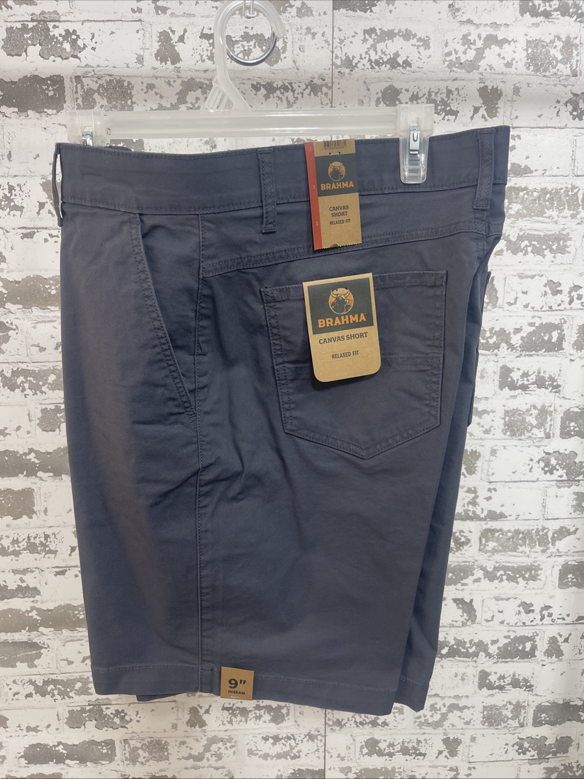 NWT Brahma Canvas Shorts Mens 34 Gray Relaxed Fit 9 in Inseam Stretch Utility