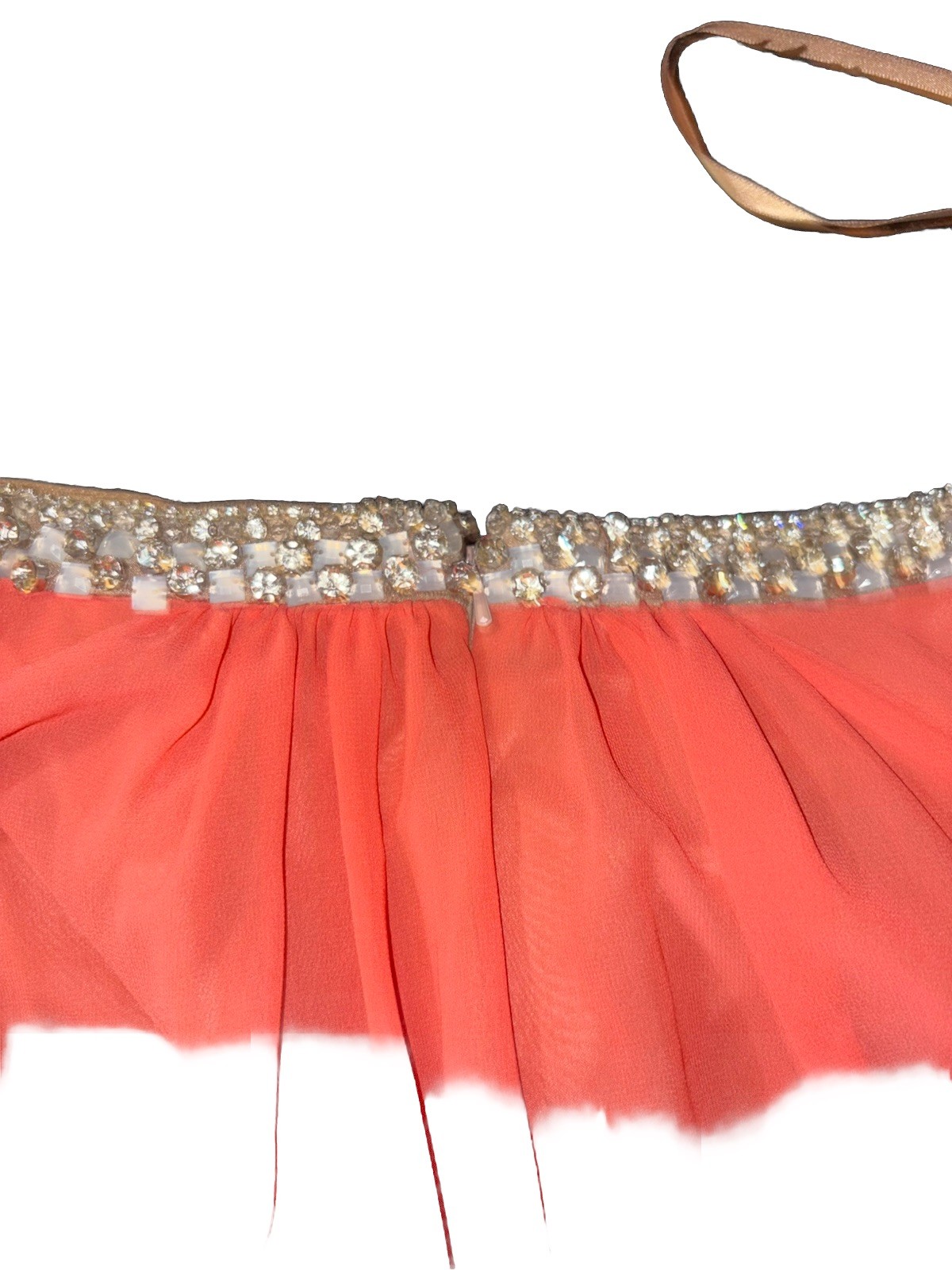Glamour by Terani Couture Orange Chiffon Beaded Pleated Long A-Line Skirt 6
