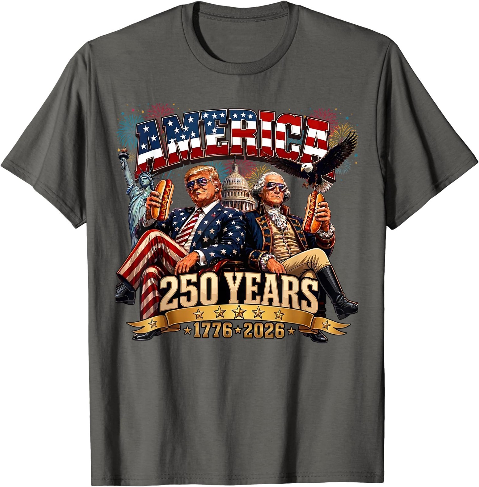 250 Years America Anniversary 250th Trump Washington Vintage T-Shirt