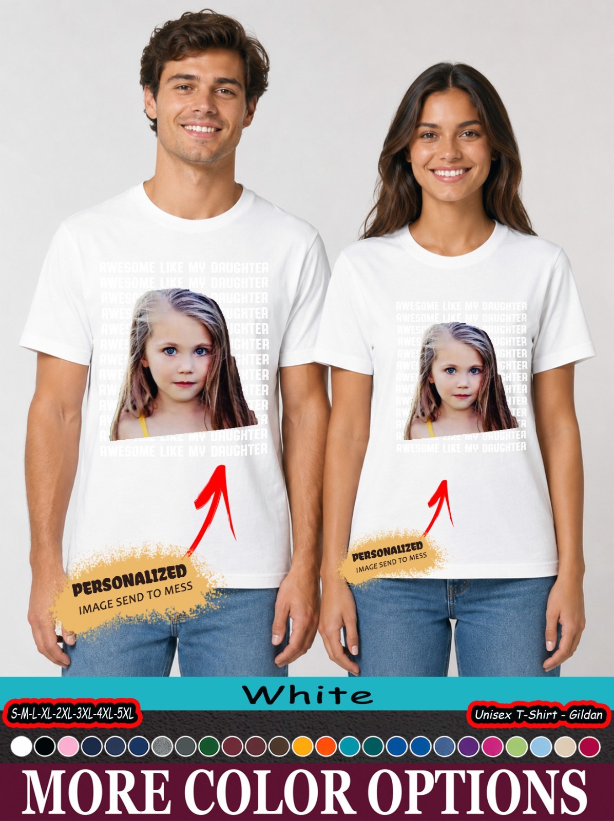 Custom Photo Awesome Like My Daughter Tee, Funny Dad Daughter Matching Family