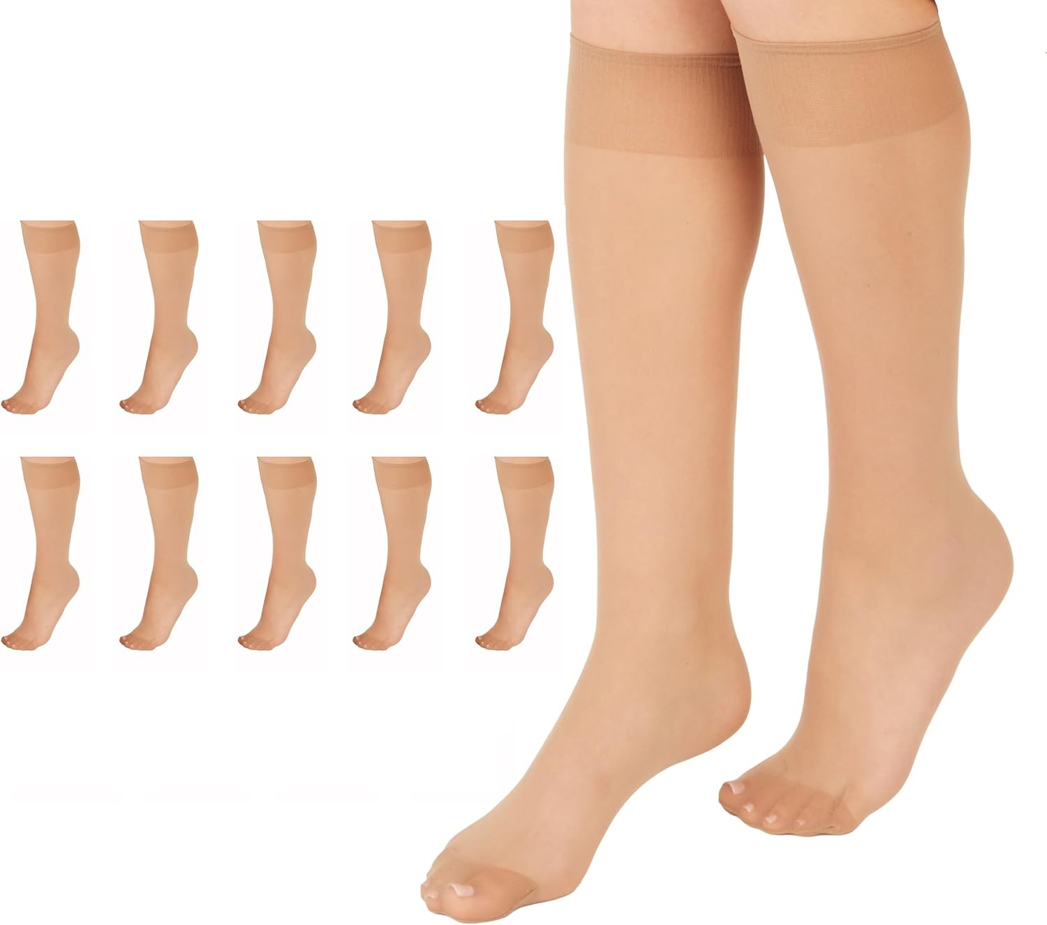 L’Eggs Everyday Women’S Knee High Stockings, Reinforced Toe, 100% Nylon, One Siz