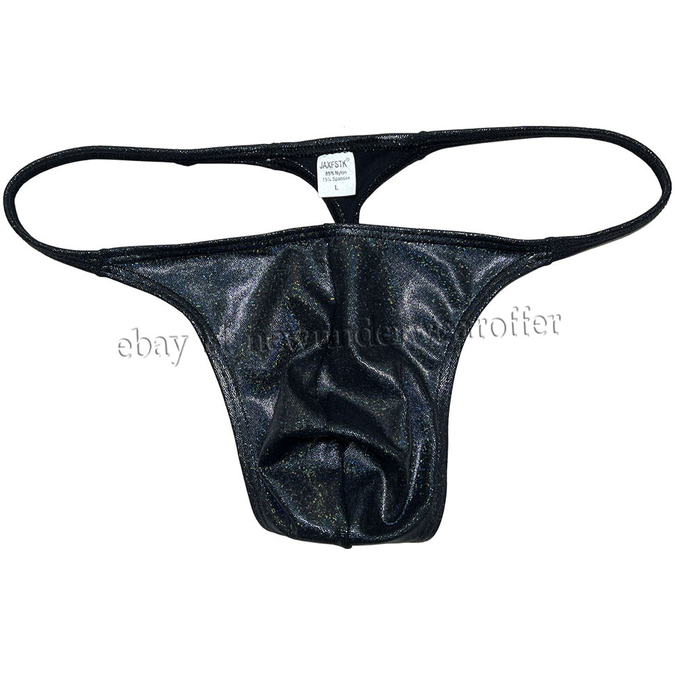 Men Shiny Bikini Thong Underwear Low-rise G-string Bulge Pouch T-back Jockstrap