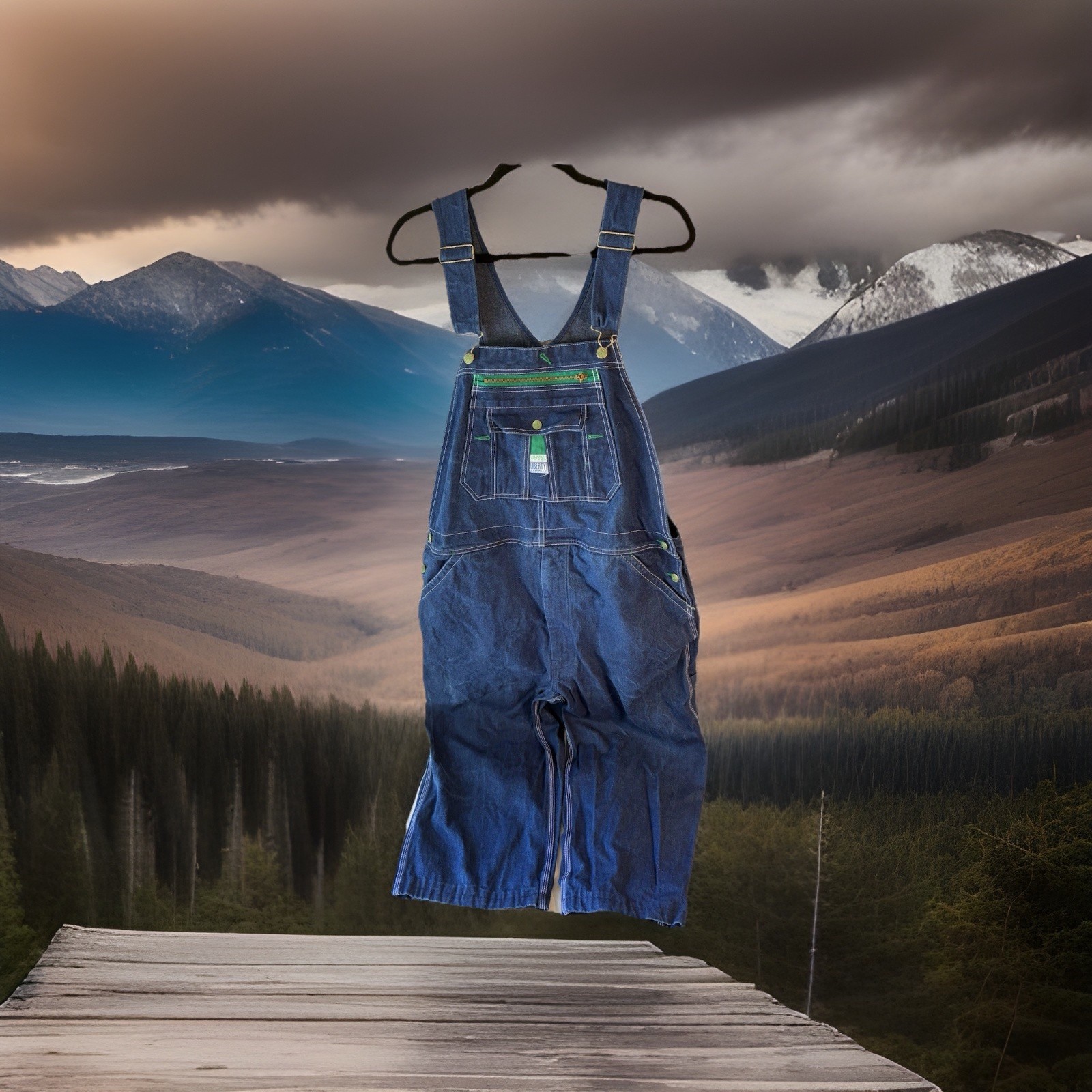 LIBERTY Overalls Men 44X22 Blue Jeans Carpenter Denim Bibs Farm Jorts shortalls