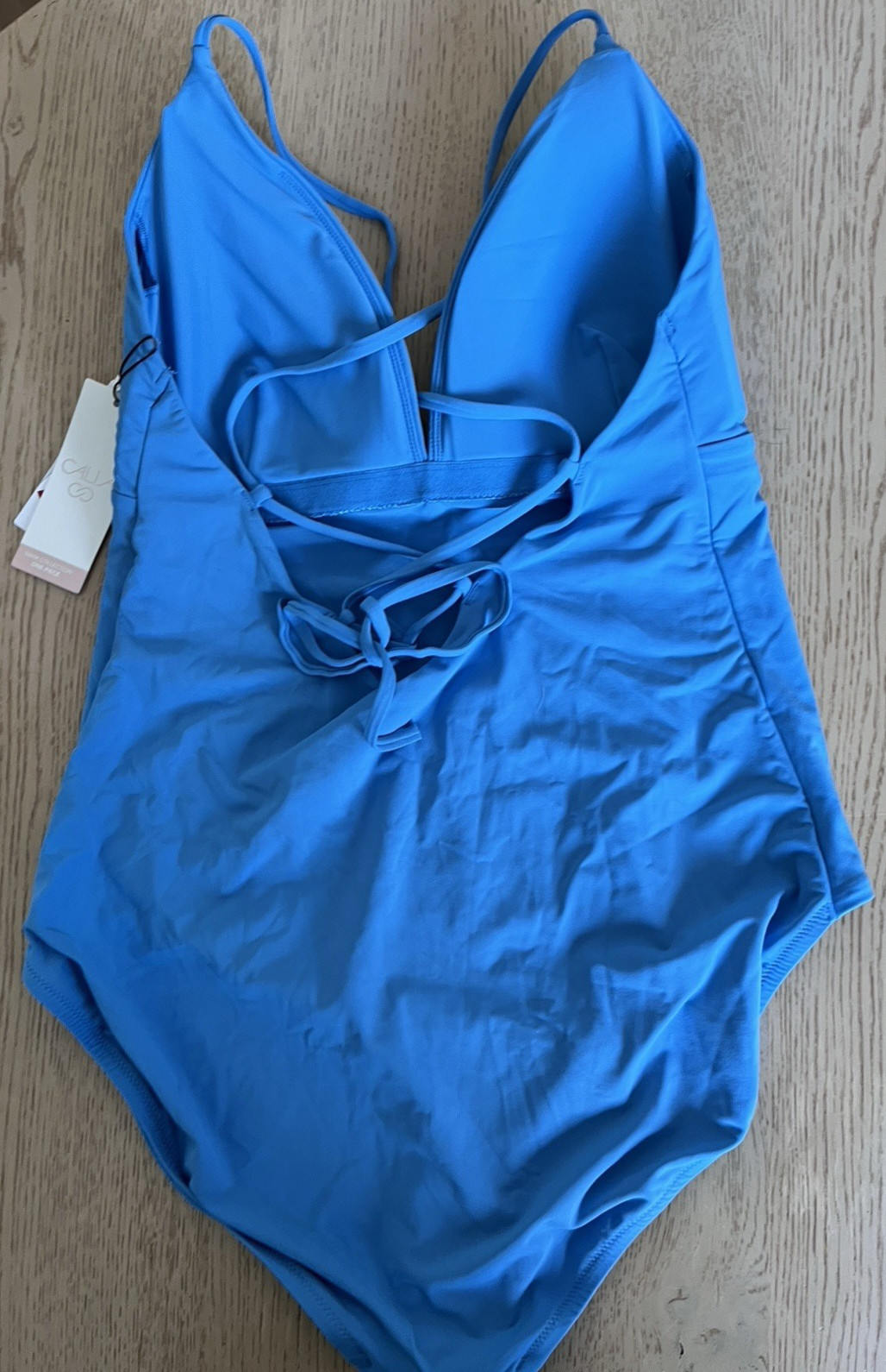 Calia swimsuit Womens size 14 One Piece scrappy back tranquil blue New!