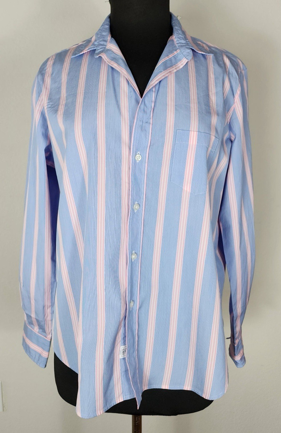 Frank & Eileen Eileen Blue Pink Stripe Italian Cotton Button Shirt Women’s S
