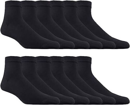 12 Pairs Men’s Plain Sports Athletic Thick Cotton Socks Ankle Low Cut Size 9-13