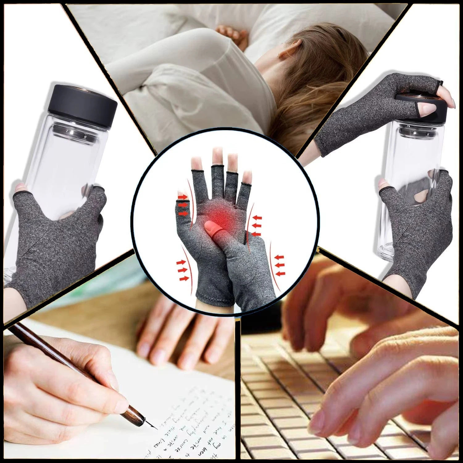 Fingerless Anti Arthritis Compression Gloves Cure Pain Relief Brace Hand Support