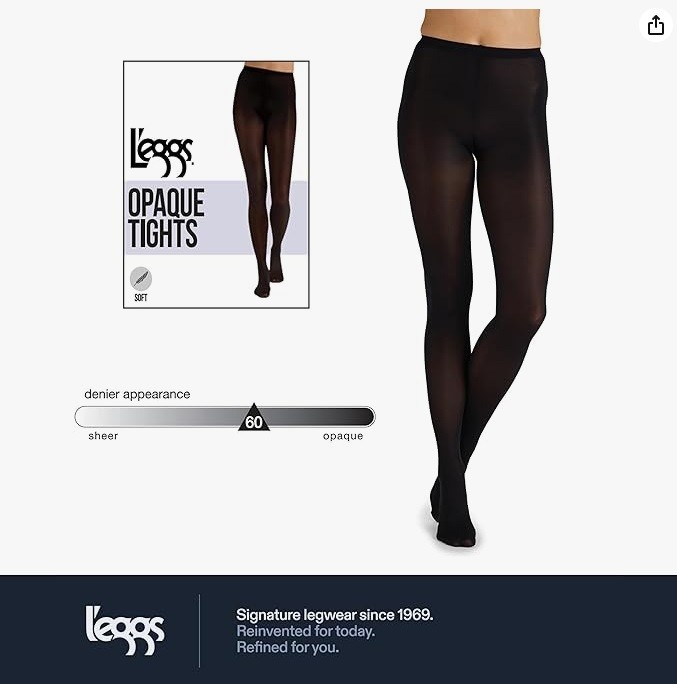 4x Leggs Opaque Tights Large Black 60 Denier Soft Nylon Spandex New
