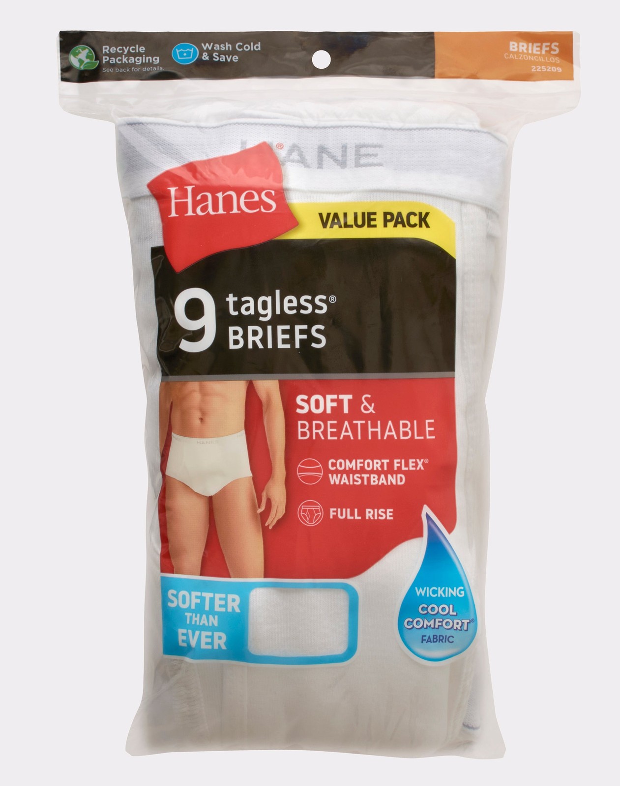 Hanes Men Brief 9-Pack Comfort Flex Waistband White FreshIQ ComfortSoft sz S-2XL