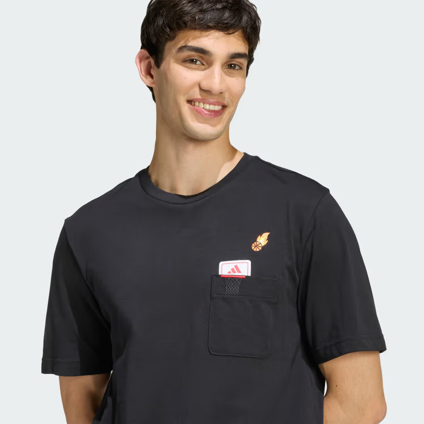 adidas men MINI EMBROIDERY BASKETBALL GRAPHIC T-SHIRT