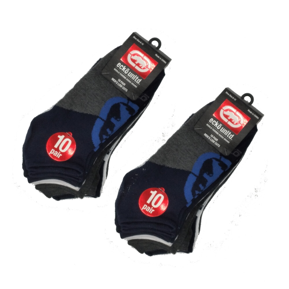 10-20 Pairs of Ecko Men’s Basic Quick Dry No Show Athletic Socks 10-13