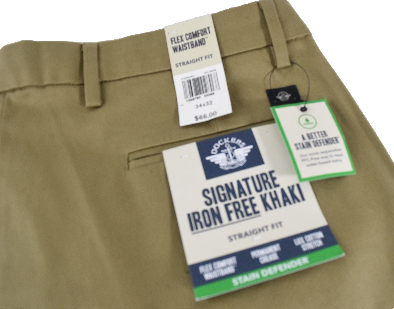 Dockers Mens Signature Khaki Pants New 33 34 36 38 Khaki Flat Front Straight Fit