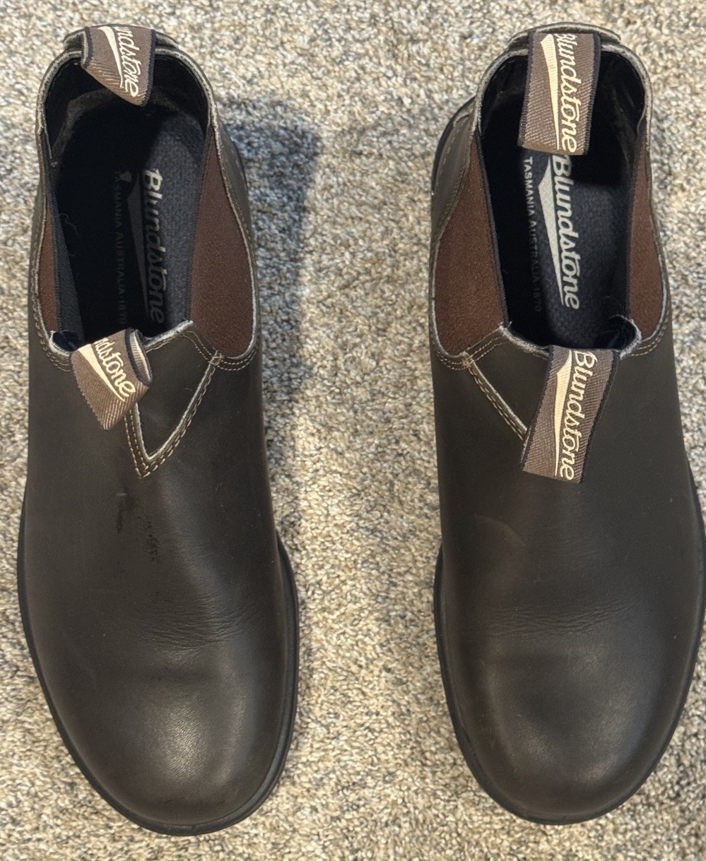 Blundstone Brown Leather Chelsea Ankle Boots Slip-On Round Toe Rubber US 9.5 D