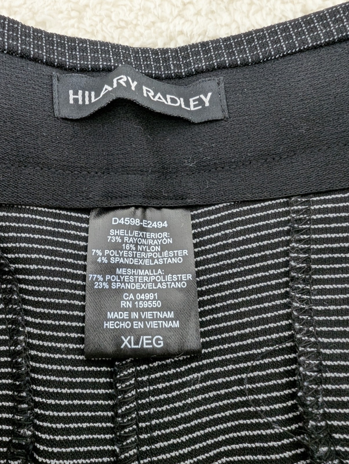 Black Checker Stretch Dress Pants 14-16 XL High Rise Hillary Radley Career Wear