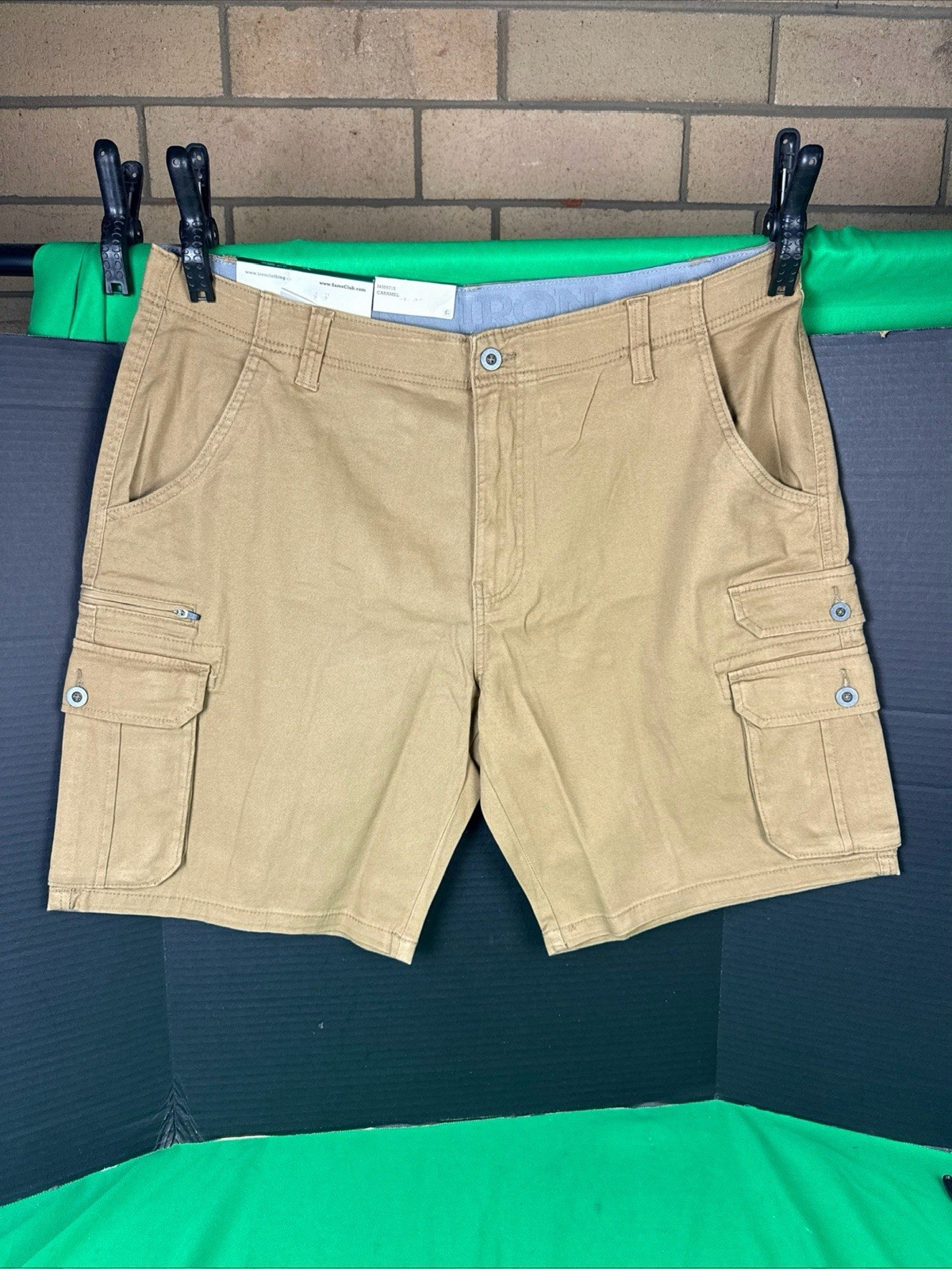 Iron Co Men’s Stretch Twill Cargo Shorts Size 38 Caramel