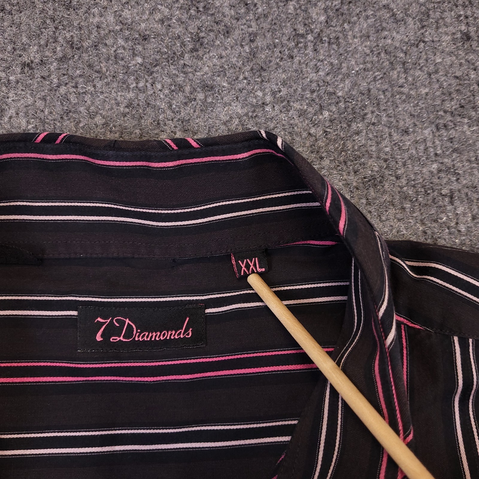 7D 7 Diamonds Shirt Mens 2XL Chocolate Brown Striped Cotton Spread Collar