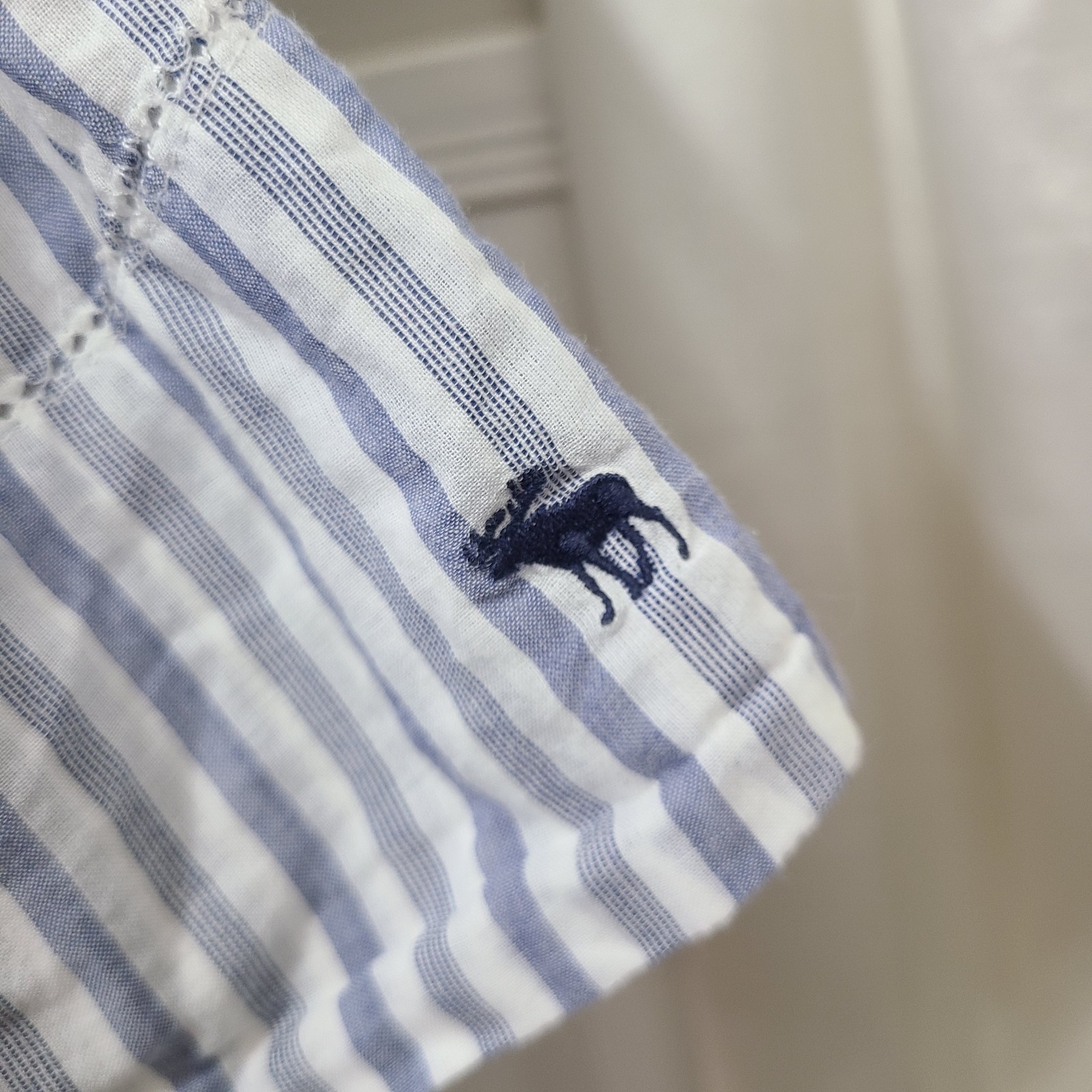 ♡ Y2K ♡ Abercrombie Blue Striped Babydoll Tie Back 100% Cotton Ruffle Tank Top