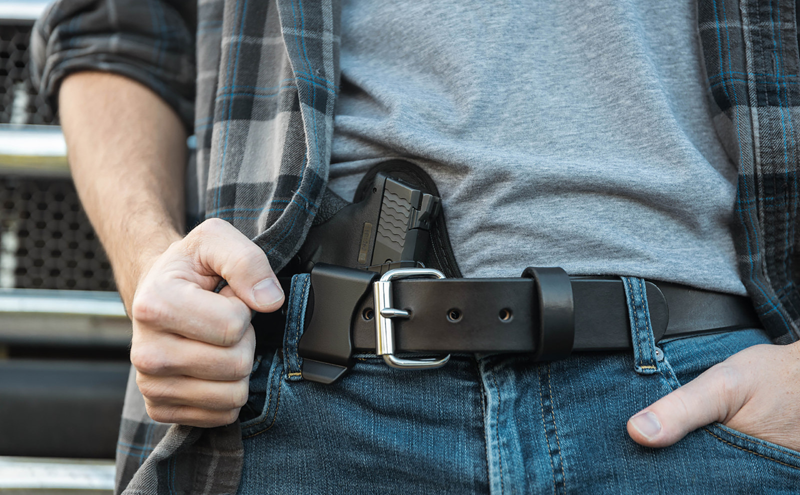 Men’s 1 1/2″_Heavy Duty Leather Gun Holster CCW Work Belt_Amish Handmade_1.5″