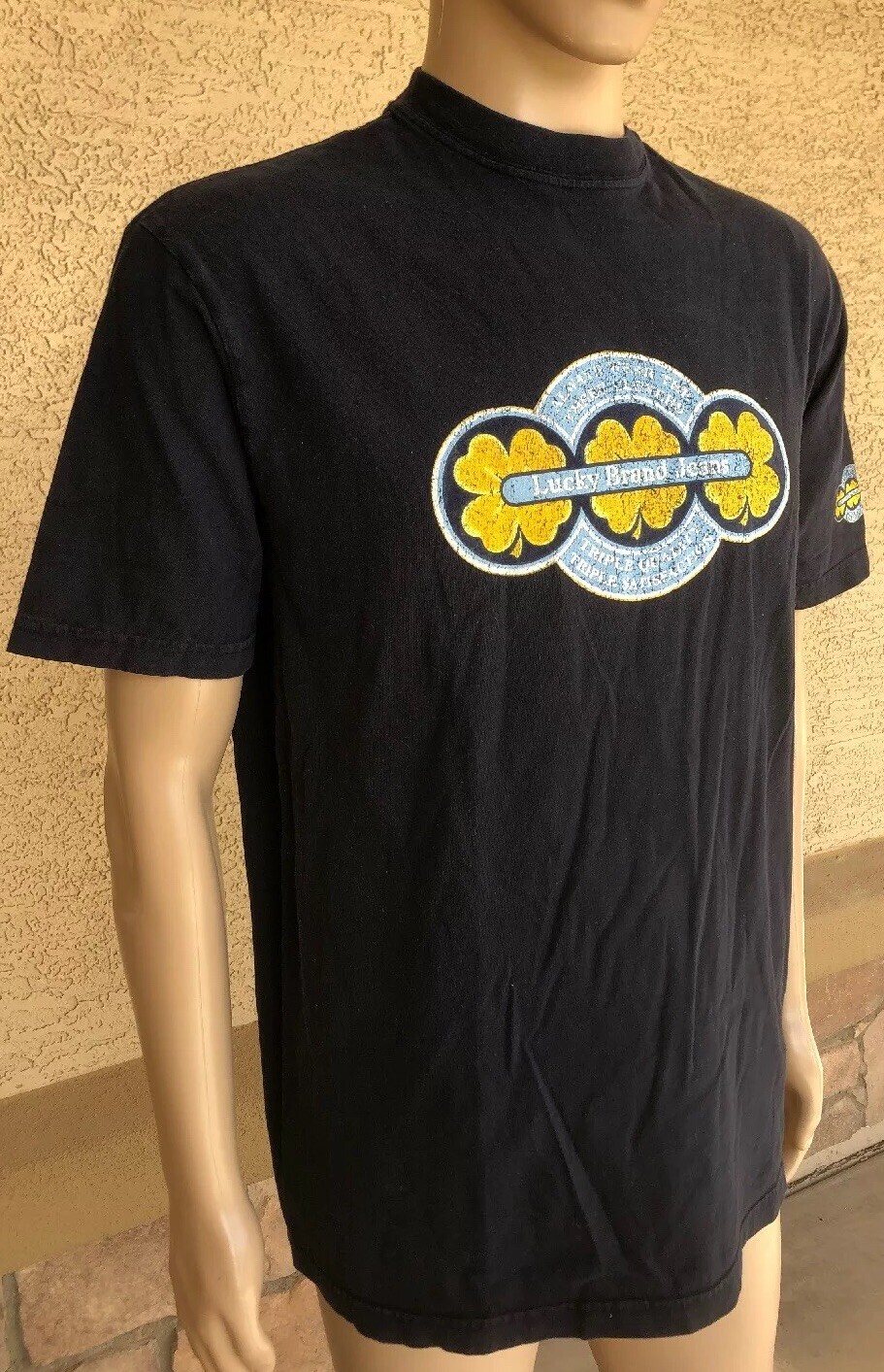 Vintage 90s Lucky Brand Jeans T Shirt Knit Wear Fine Quality USA Made Medium