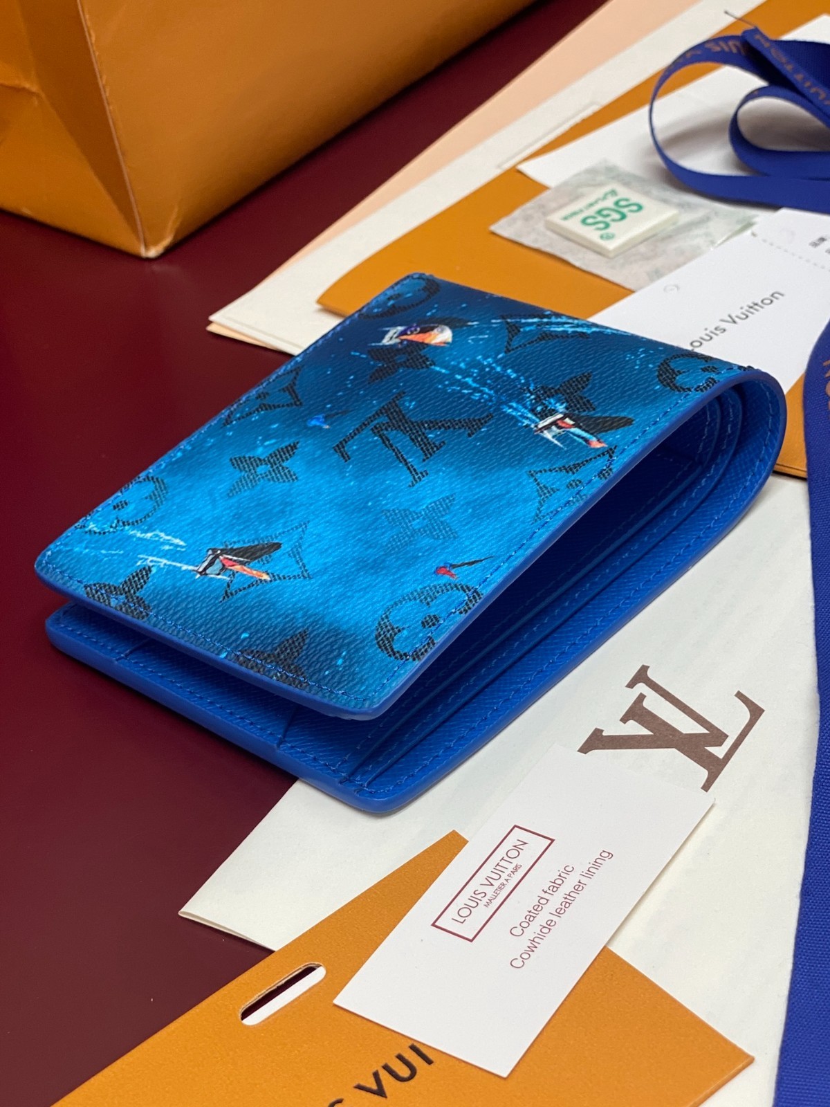 Louis Multiple Wallet Monogram Bleach Sailboat Blue New
