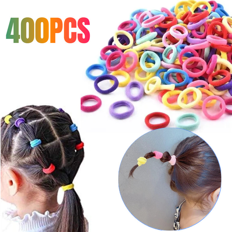 400 PCS Multicolor Cotton Hair Ties Small Baby Hair Ties for Kids and Girls