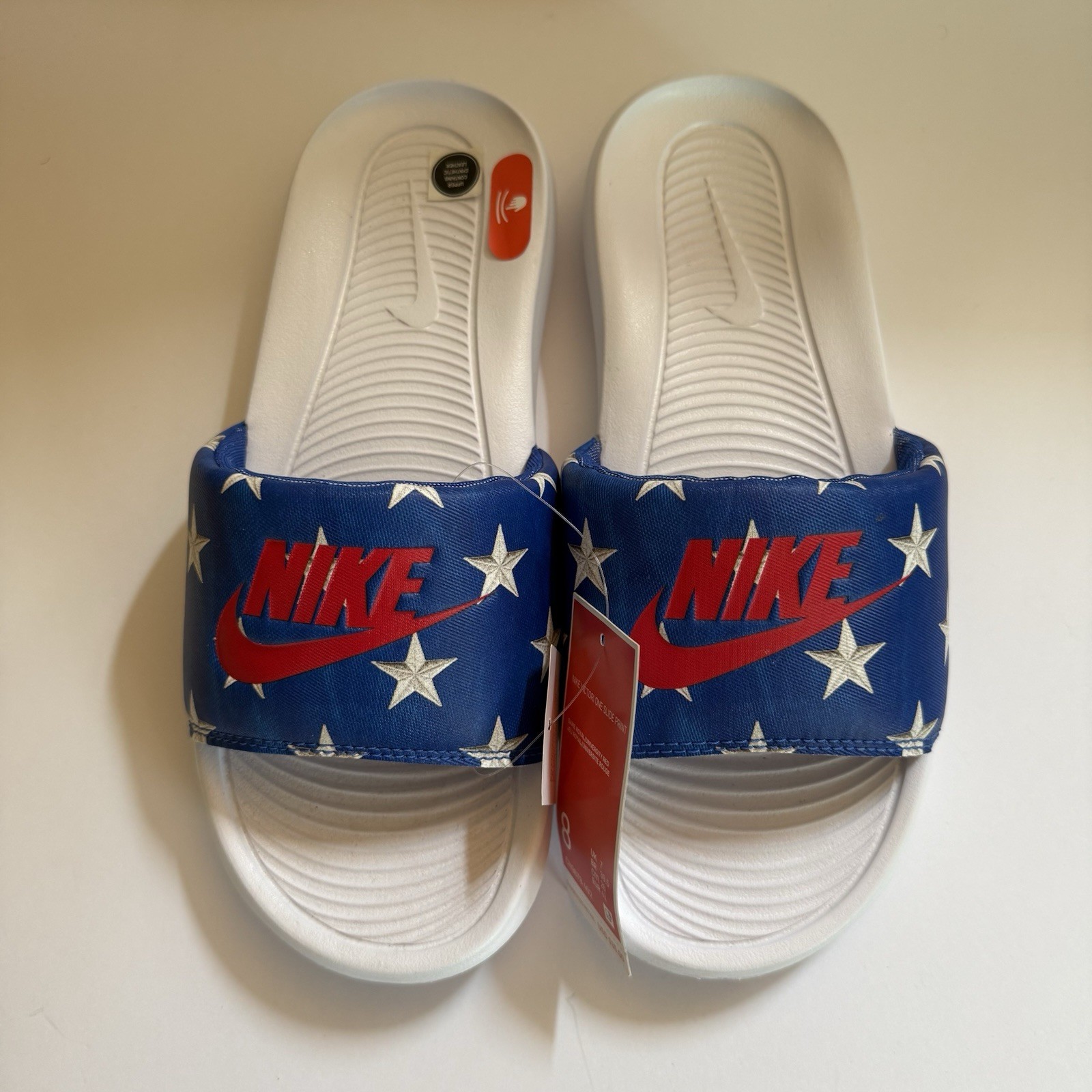 Nike Victori One Print Slide Sandals Red White Blue Mens Size 8 Women 10 NWT New